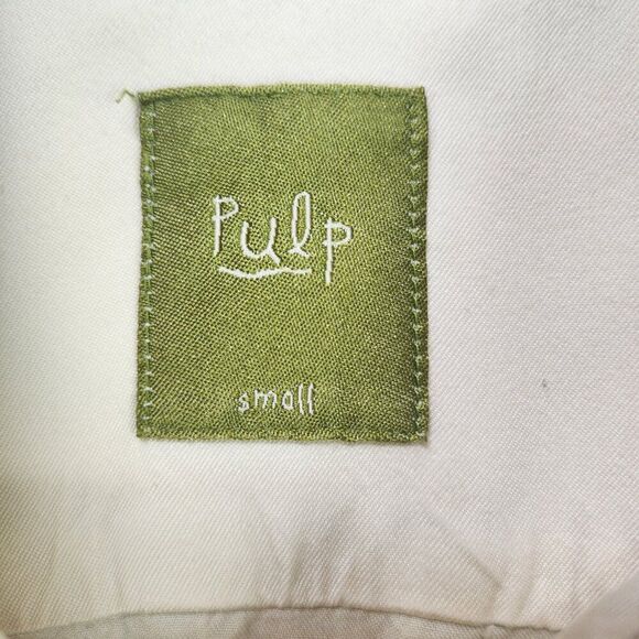 Pulp Button Up Womens Shirt Size S Long Sleeve Ivory Beige Junlon Nylon Collared - Picture 5 of 7